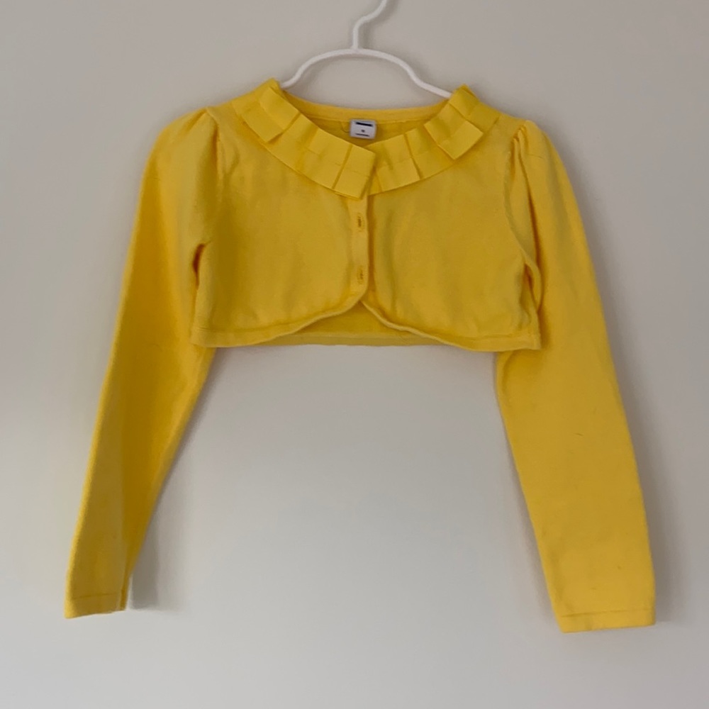 Janie and Jack cropped yellow sweater. Grosgrain detail. EUC